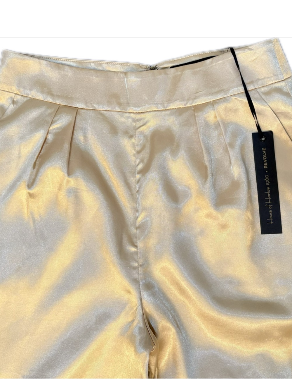 House of Harlow 1960 x REVOLVE Gold Metallic Wide Leg Pants Medium NWT High Rise - Picture 5 of 11
